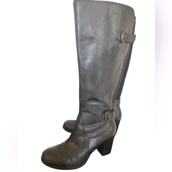 Born all weather leather side zip knee boot with calf stretch in black newer - Picture 3 of 8